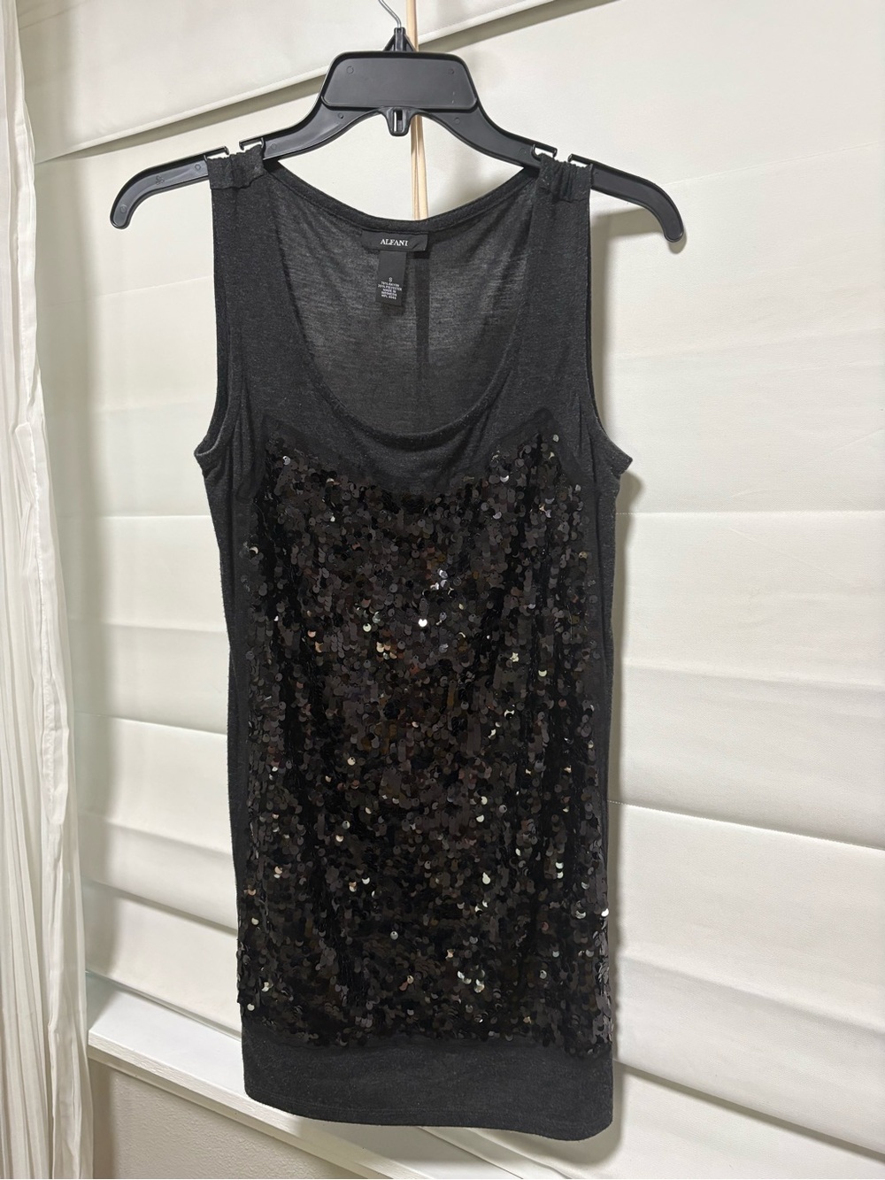 Alfani Black Sequin Scoop-Neck Tank